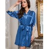 Шелковый халат с кружевом Mia-Amore CHANTAL 3193 синий, Цвет: синий, Размеры: XS
