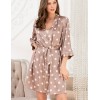 Атласный халат в горох Mia-Mella JULIA PRINT 7073 кофейный, Цвет: кофейный горошек, Размеры: XS