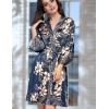 Короткий атласный халат Mia-Amore BLUE-MARINE 8443, Цвет: блюмарин, Размеры: L/XL