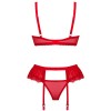Кружевной комплект с поясом Obsessive CHILISA SET, Цвет: красный, Размеры: XL/2XL, изображение 4