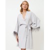 Халат-кимоно с перьями Aruelle BRIGITTE GREY, Цвет: светло-серый, Размеры: S