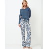 Пижама женская со штанами Aruelle FLEUR, Цвет: серо-голубой, Размеры: XS, изображение 4