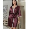 Атласный халат-кимоно Mia-Mella JULIA 8733 винный, Цвет: винный, Размеры: S/M