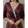 Атласный халат-кимоно Mia-Mella JULIA 8733 винный, Цвет: винный, Размеры: S/M, изображение 4