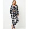 Фланелевая пижама со штанами Aruelle JOAN, Цвет: черный/белый, Размеры: S, изображение 2