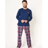 Пижама мужская с фланелевыми штанами Key MNS 613 темно-синий/коралл, Цвет: темно-синий/коралл, Размеры: XL, изображение 2
