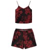 Пижама топ и шорты из вискозы Mefemi ROSALIA pajamas, Цвет: чёрно-красный, Размеры: XL, изображение 5