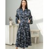 Длинный халат из шелка Mia-Amore ROXOLANA 4379, Цвет: темно-синий, Размеры: L/XL
