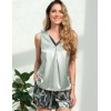 Атласная пижама с шортами Mia-Amore SOLANGE 7514, Цвет: серо-ментоловый, Размеры: L