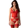 Сексуальный корсет + стринги Obsessive CUPIDE DESIR, Цвет: красный, Размеры: L/XL