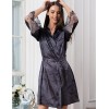 Короткий шёлковый халат Mia-Amore ALETTA 4443, Цвет: антрацит, Размеры: S/M, изображение 3