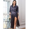 Длинный шёлковый халат Mia-Amore ALETTA 4449, Цвет: антрацит, Размеры: 2XL/3XL