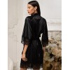 Атласный халат с кружевом Mia-Amore ADALIN 7553, Цвет: черный, Размеры: 2XL/3XL, изображение 2