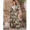 Длинный шёлковый халат Mia-Amore LORENSA 4249, Цвет: оливковый, Размеры: 2XL/3XL