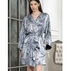 Халат шёлковый короткий Mia-Amore ARGENTA 4233, Цвет: стальной, Размеры: 2XL/3XL, изображение 3