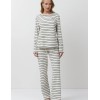 Полосатый пижамный комплект Aruelle JUSTINE SET, Цвет: кремовый/чёрный, Размеры: XS, изображение 2