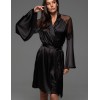 Шёлковый натуральный халат Mia-Amore MERLOT 4743 черный, Цвет: черный, Размеры: 2XL/3XL