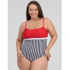 Полосатый слитный купальник бандо Opium SF-70, Цвет: черно-красный, Размеры: S, изображение 3