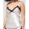 Атласный топ с кружевной отделкой OPIUM ISTINTO 103 pearl-black, Цвет: pearl-black, Размеры: M/L