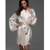 Короткий шелковый халат Mia-Amore LEONARDO 4663 кремовый, Цвет: кремовый, Размеры: 2XL/3XL, изображение 5
