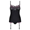 Корсет c трусиками Obsessive FLOWERIA CORSET, Цвет: черный, Размеры: S/M, изображение 4