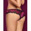 Кружевные трусики бразилиана Obsessive TULIA PANTIES, Цвет: черный/розовый, Размеры: L/XL, изображение 2