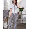 Брючный комплект из тканой вискозы Mia-Mella COLLETT 6556, Цвет: серый+белый, Размеры: 2XL