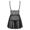 Бэби-долл + стринги Obsessive LETICA BABYDOLL, Цвет: черный, Размеры: S/M, изображение 6