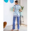 Комплект атласный с брюками Mia-Mia JULIE 17546, Цвет: голубой на белом, Размеры: M, изображение 2