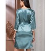 Атласный халат-кимоно Mia-Mella JULIA 8733 изумруд, Цвет: изумруд, Размеры: 2XL/3XL, изображение 2