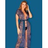 Кружевной пеньюар Obsessive FLOWLACE PEIGNOIR, Цвет: синий, Размеры: S/M