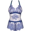 Соблазнительное боди Obsessive FLOWLACE TEDDY, Цвет: синий, Размеры: L/XL, изображение 3
