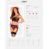 Кружевной комплект из трех предметов Obsessive LASHY SET, Цвет: черный, Размеры: L/XL, изображение 5