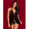Соблазнительный бэби-долл + стринги Obsessive ROSSITA BABYDOLL, Цвет: черный, Размеры: L/XL