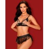 Сексуальный комплект Obsessive HEARTIA SET CUPLESS, Цвет: черный, Размеры: L/XL