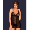 Сексуальная сорочка с трусиками Obsessive LUCITA CHEMISE, Цвет: черный, Размеры: S/M
