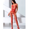 Эротический комбинезон сетка Passion BS 058 red, Цвет: красный, Размеры: S/M, изображение 2