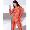 Эротический комбинезон сетка Passion BS 068 red, Цвет: красный, Размеры: UN
