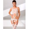 Эротический комбинезон сетка Passion BS 047 white, Цвет: белый, Размеры: S/M