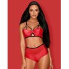 Сексуальный комплект Obsessive LEATHERIA SET красный, Цвет: красный, Размеры: S/M