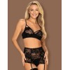 Сексуальный комплект с поясом Obsessive PEONESIA SET, Цвет: черный, Размеры: L/XL