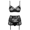 Сексуальный комплект с поясом Obsessive PEONESIA SET, Цвет: черный, Размеры: L/XL, изображение 3