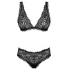 Кружевной комплект Obsessive SWEETIA SET, Цвет: черный, Размеры: L/XL, изображение 3