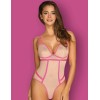 Соблазнительное боди Obsessive NUDELIA TEDDY розовый, Цвет: розовый, Размеры: S/M