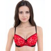 Кружевной мягкий бюстгальтер балконет Lina A 3069 черно-красный, Цвет: черно-красный, Размеры: 70C, изображение 7