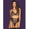 Сексуальный комплект с поясом Obsessive UNIQUELLA SET, Цвет: черный, Размеры: S/M