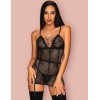 Сексуальная сорочка с трусиками Obsessive BASITTA CHEMISE, Цвет: черный, Размеры: L/XL