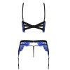 Кружевной комплект с поясом для чулок Obsessive COBALTESS SET, Цвет: синий, Размеры: L/XL, изображение 4