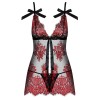 Бэби-долл + стринги Obsessive REDESSIA BABYDOLL, Цвет: черный/красный, Размеры: S/M, изображение 3