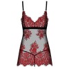 Бэби-долл + стринги Obsessive REDESSIA BABYDOLL, Цвет: черный/красный, Размеры: S/M, изображение 4